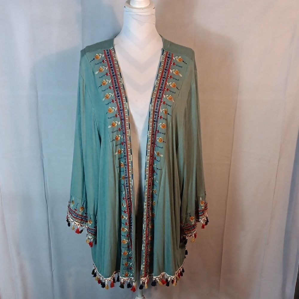 Jodifl Chic Embroidered Tassel Kimono
